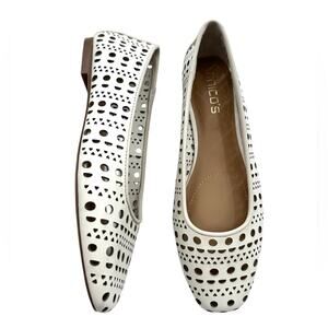 Chico’s White Leather Cutout Ballet Flats Women's Size 8